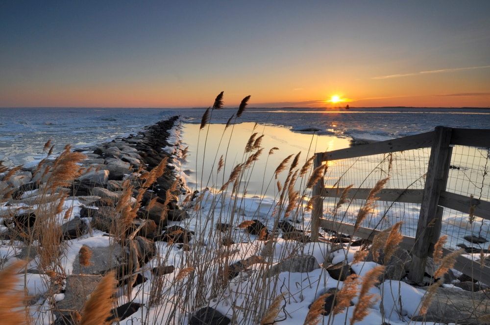 A beautiful winter landscape on the eastern shore, the best weekend getaway in Maryland
