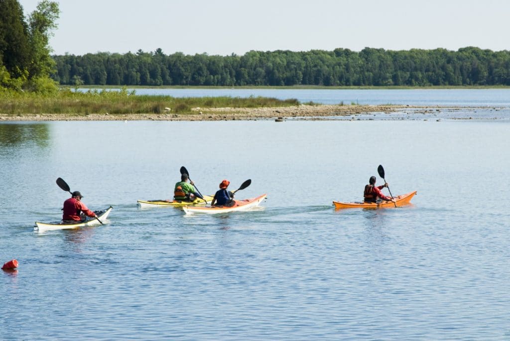 People kayaking in the lake