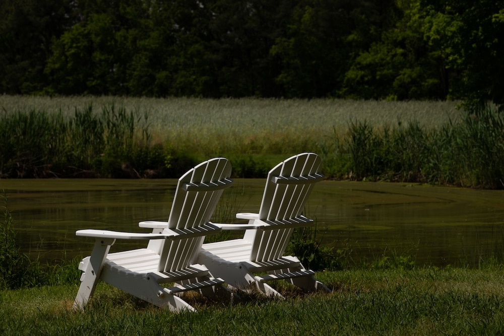 two chairs on the grounds of our Rock Hall Bed and Breakfast