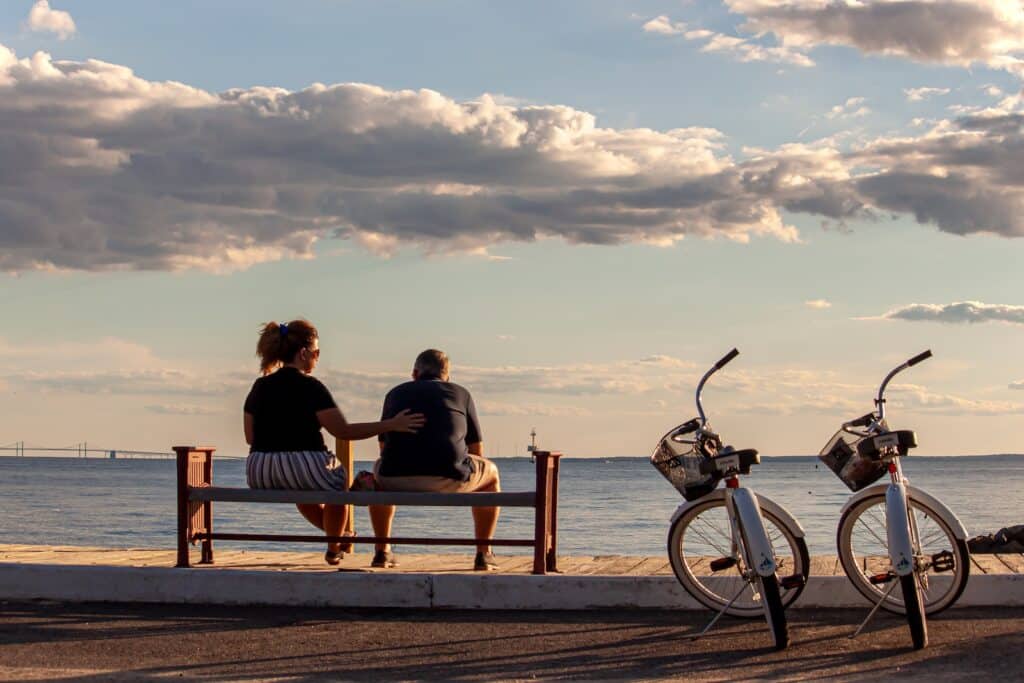 There are many things to do on the Eastern Shore any time of year, like riding bikes along the Bay.