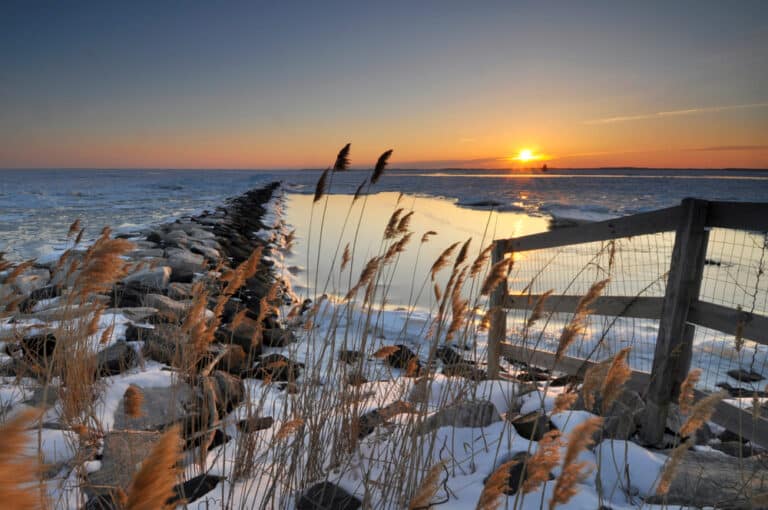 A landscape of winter in Maryland on the eastern shore, the best weekend getaway in Maryland