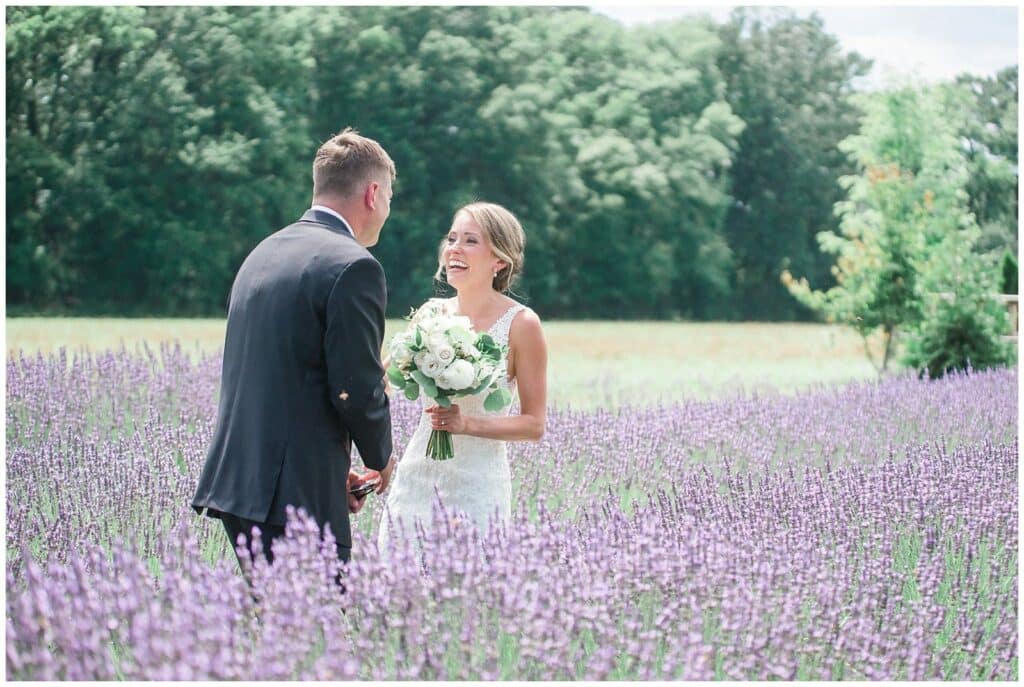 Couple in the lavender at our leading wedding venue in Maryland
